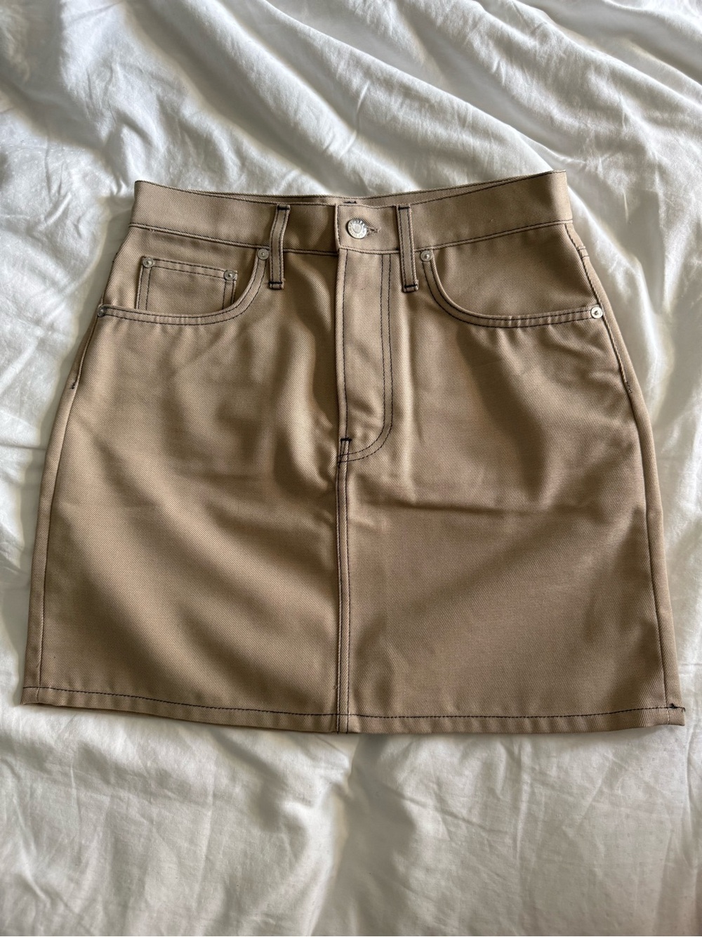 Helmut Lang Classic Tan Mini Skirt - Clean A-Line Design